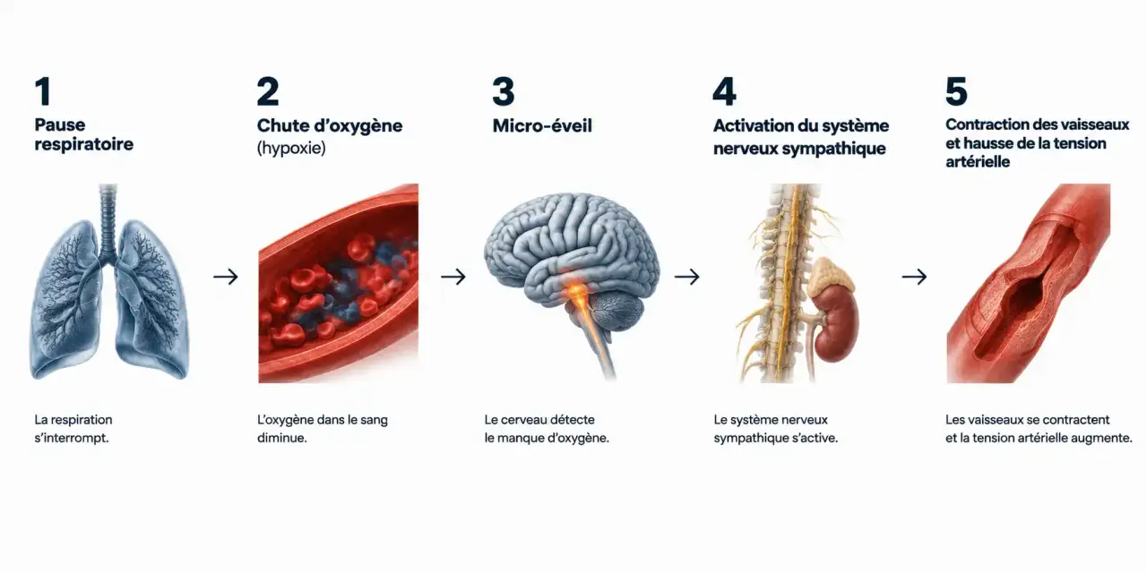 Mécanisme du lien entre apnée du sommeil et hypertension : de l'hypoxie à la hausse de la tension artérielle