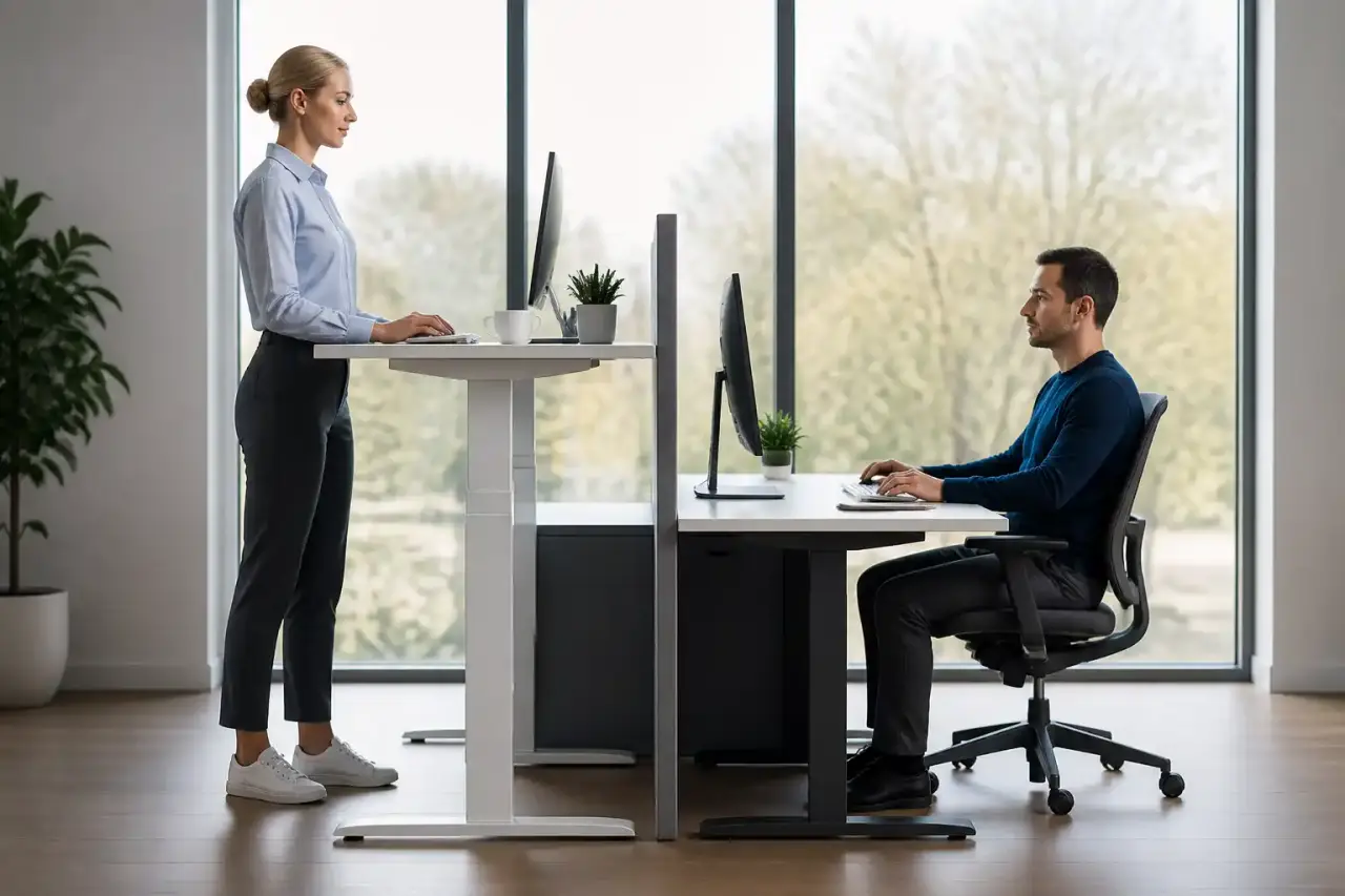 Espace de travail ergonomique minimaliste avec bureau assis-debout