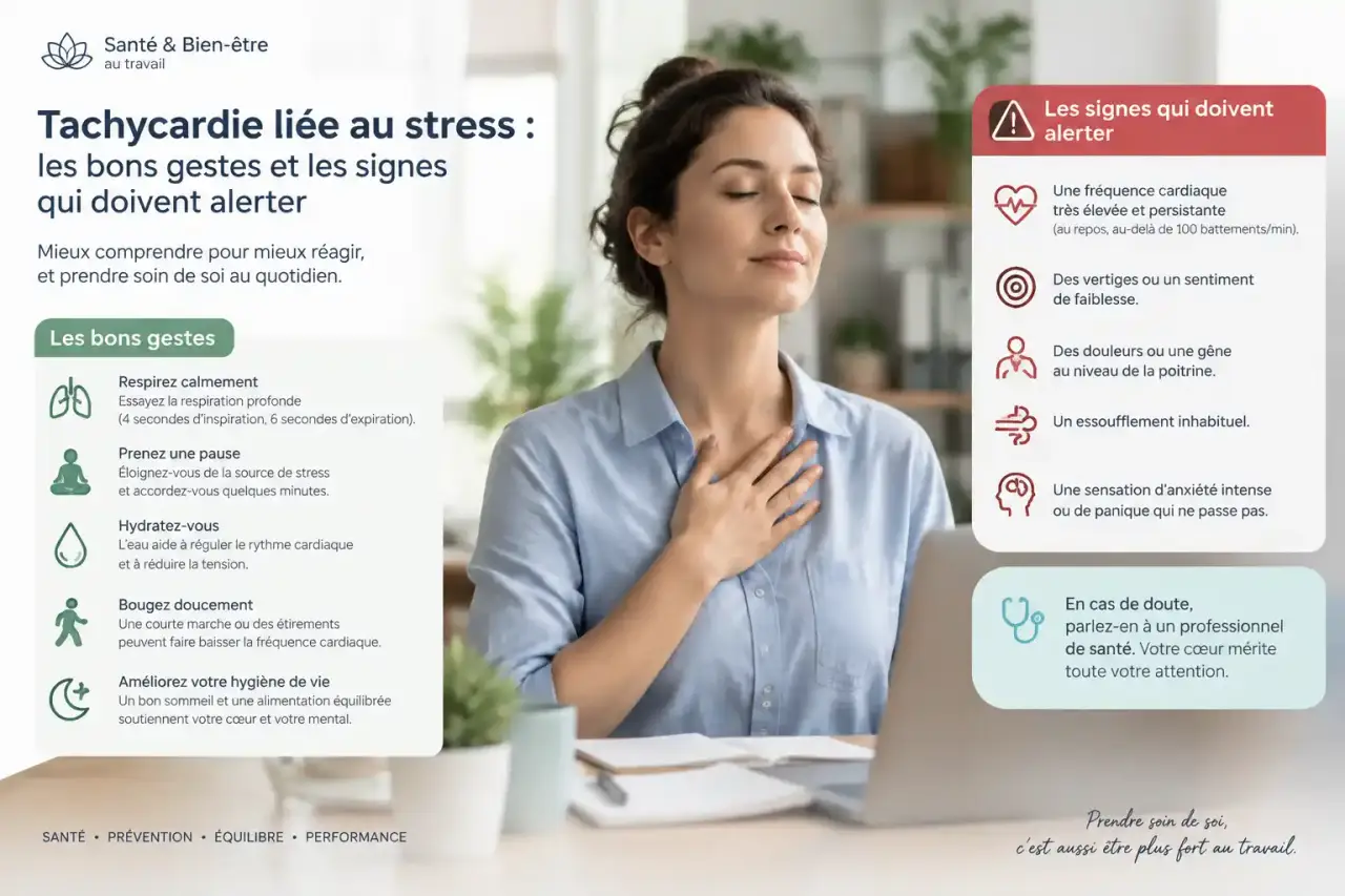 Tachycardie liée au stress : les bons gestes et les signes qui doivent alerter
