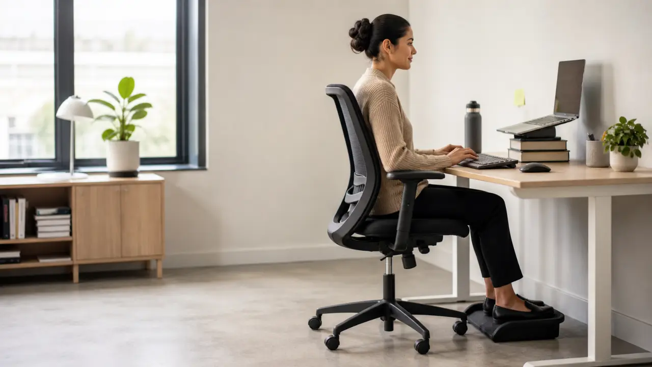 Espace de bureau minimaliste et lumineux avec une chaise ergonomique au centre