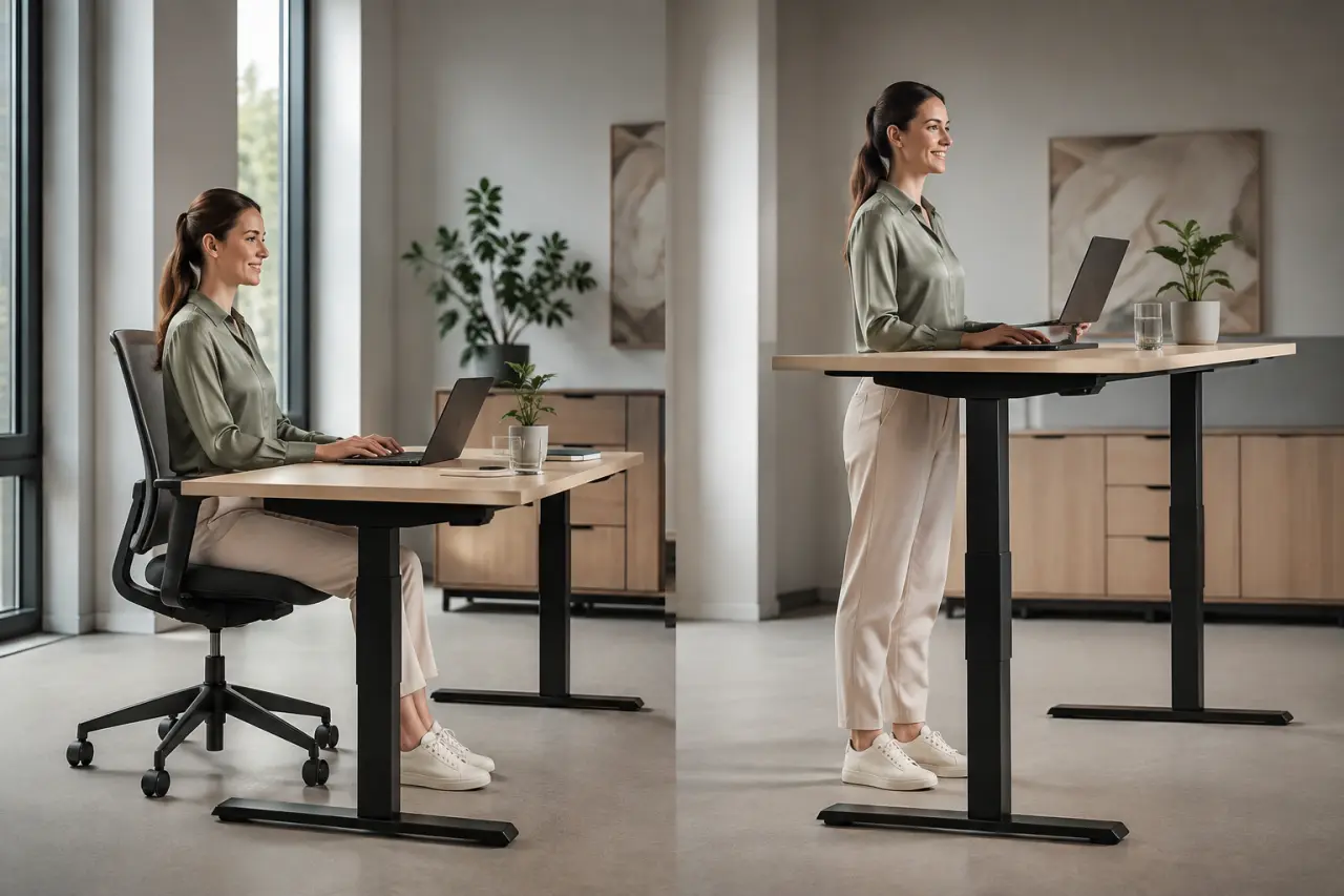 Bureau réglable en hauteur : 73 à 122 cm, moteurs et réglages pour un confort durable