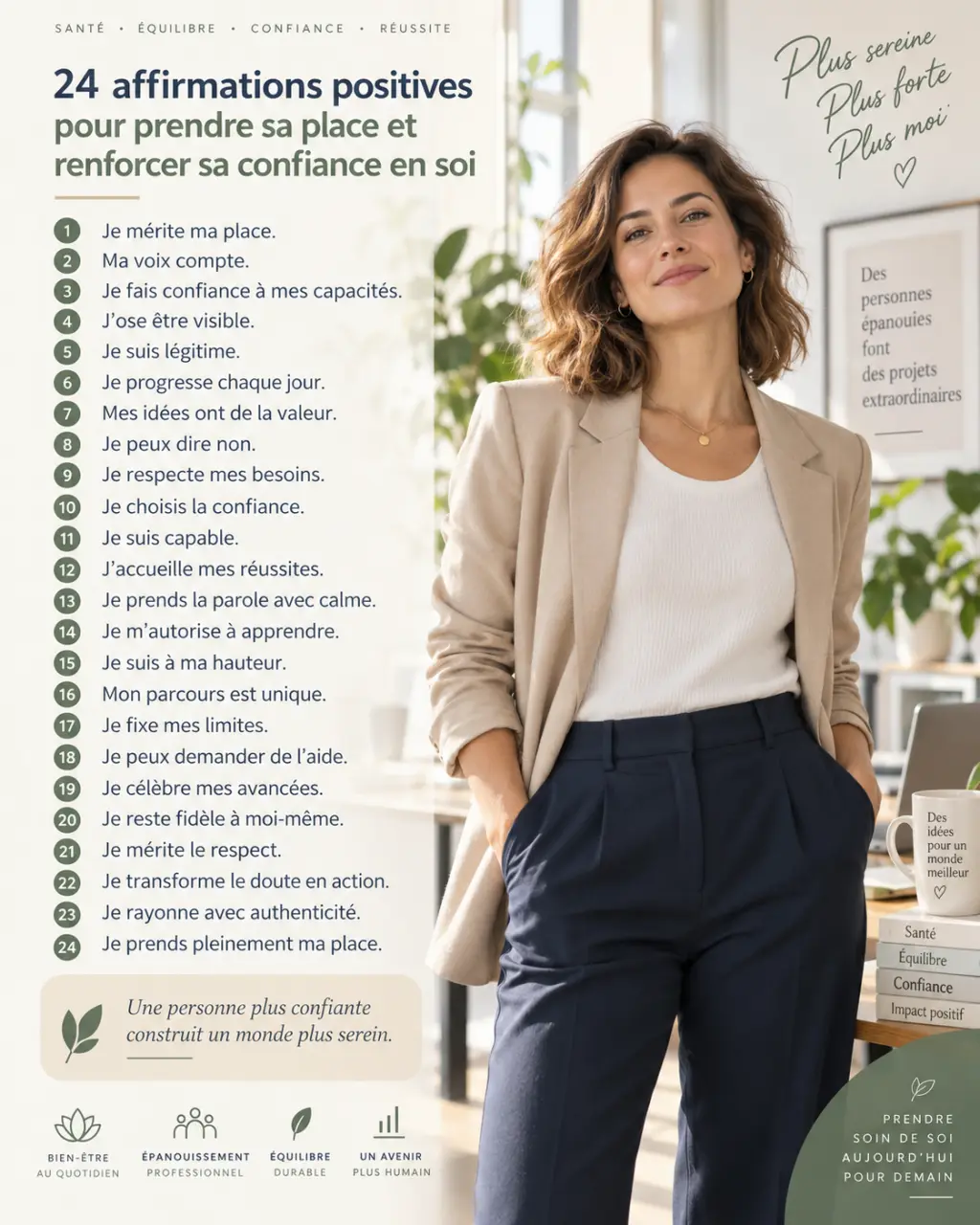 24 affirmations positives pour prendre sa place et renforcer sa confiance en soi